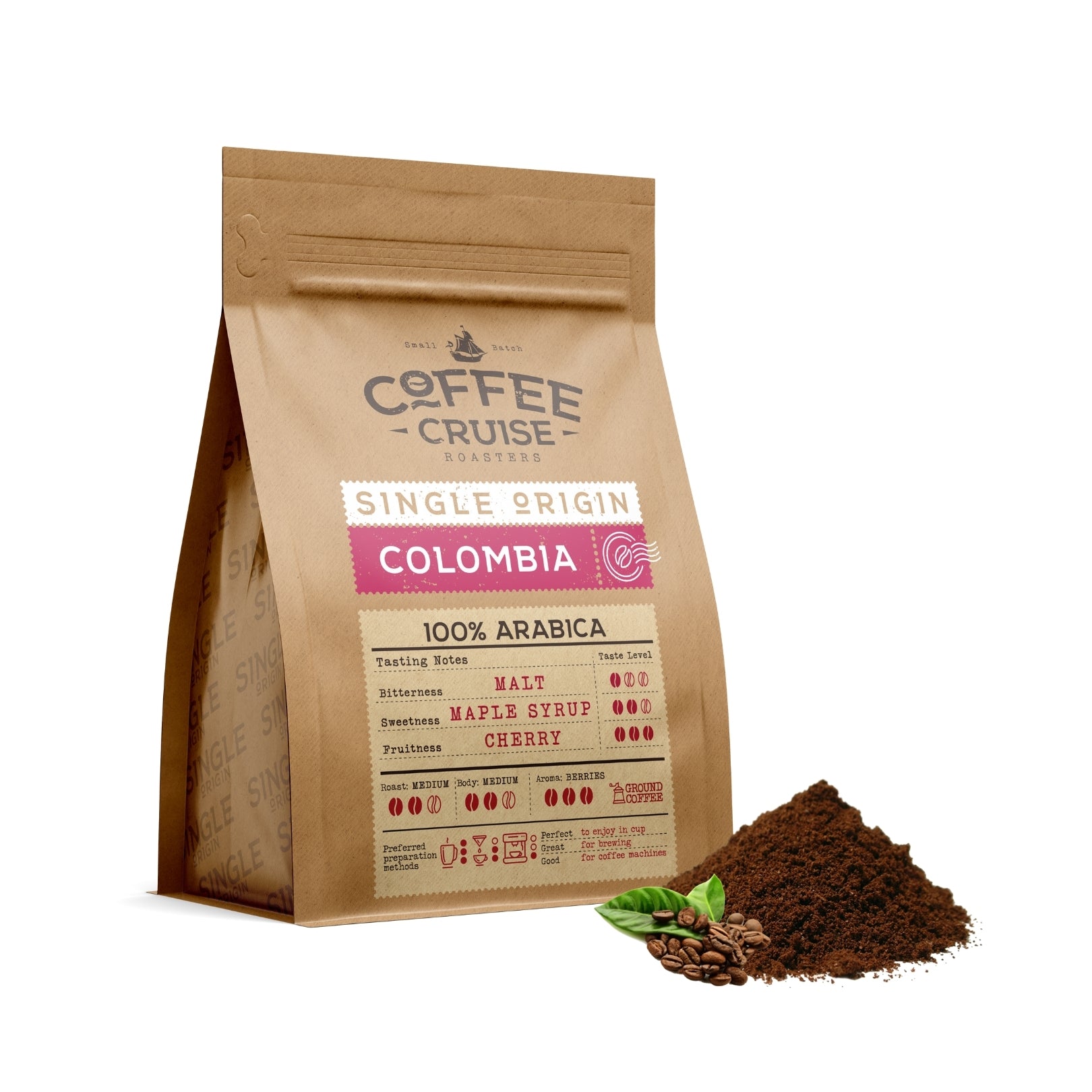 COFFEE CRUISE Colombia Ground Coffee 250g Medium Roasting 100