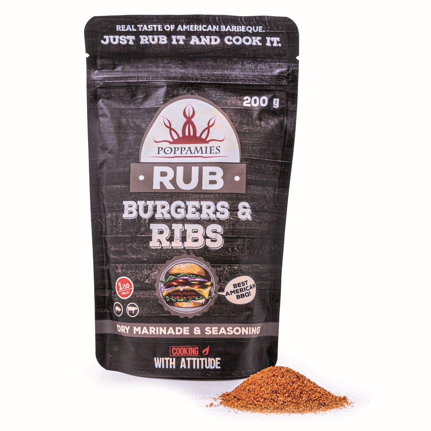 Poppamies Rub Burgers & Ribs, Dry Marinade & Seasoning Perfect for