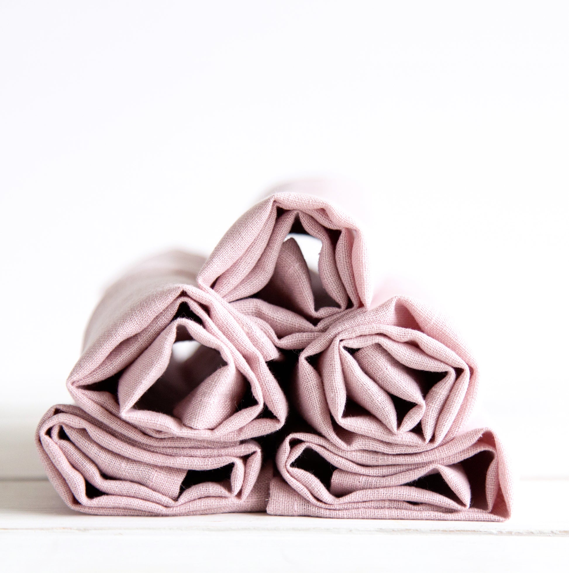 Natural linen pink napkins, handmade 