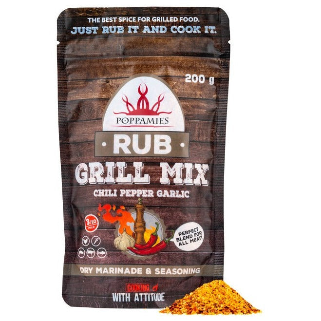 Grill mix rubs and species for chicken, fish, vegetables, pork